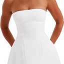 LuFeng Women's Sexy Strapless Backless Tube Top Bodycon Dress Sleeveless Cute A Line Mini Dresses (White, L)