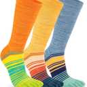 Cotton Rainbow Toe Socks, Arch Compression Athletic Running Socks, Colorful Cushioned Fit for Men & Women