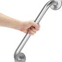 AmazerBath Shower Grab Bars for Seniors Anti Slip, Bath Safety Grab Bar for Needy, Stainless Steel Bathroom Safety Grab Bars, Thickened Bar Bigger Base Holds 500LBS, 16" L x 1" D, Brushed Nickel