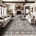 Large Rugs for Living Room: 10x14 Area Rugs Farmhouse Indoor Machine Washable Rug Non-Slip with Rubber Backed Oriental Carpets 10x14 Black (10' x 14')