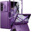 BERFY Case for Samsung Galaxy Z Fold 6 Phone Case Purple | with S Pen Holder, Built-in Screen Protector, Kickstand, Slide Camera Cover, Full Body, Heavy Duty, Shockproof, Slim, Hard (Purplue)