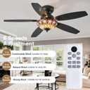 Tiffany Ceiling Fans with Lights-48"Ceiling Fan Chandelier and Glass Shade, 48in