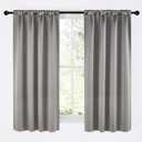 NICETOWN Room Darkening Cafe Satin Curtains for Small Windows, 42" Wide by 63" Long, 2 Panels, Chrome Gray, Rod Pocket Privacy Blackout Drapes for Play Room