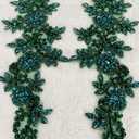 Handmade red/White//Green/Blue Rhinestones Applique Sewing Beads Stones Trim lace Patches Accessory for Dress Clothes one Pair (deepgreen)