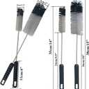 Coralpearl Bottle Brushes Thin Long Handle X 2, Utility Skinny Wire Cleaner Set Big Small, Bendable Flexible for Cleaning Narrow Neck Water, Beer, Wine, Baby Bottles, Pipes, Tubes, Hoses, and Flasks