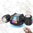 Bubble Machine, Rechargeable Dual-Nozzle Bubble Machine with Remote Control, 30000+ Bubbles Per Minute, RGB Lights, Bubble Machine for Kids, Weddings, Birthday Parties, Outdoor Activities