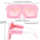 Karsaer Vision Plush Fuzzy Flat Top Fashion Square Large Shades Punk Soft Velvet Shade Party Eyewear (Pink)