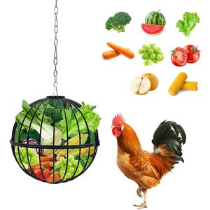 Hanging Chicken Feeder, Large Durable Hanging Chicken Veggie Treat Ball 7.1inch, Chicken Vegetable String Bag Poultry Fruit Holder Chicken Cabbage Feeder Treat Feeding Tool for Poultry