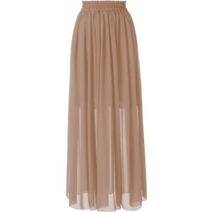 Topdress Women's Chiffon Skirts Elastic High Waist Tea Length A-line Ruffle Beach Skirts (Medium)