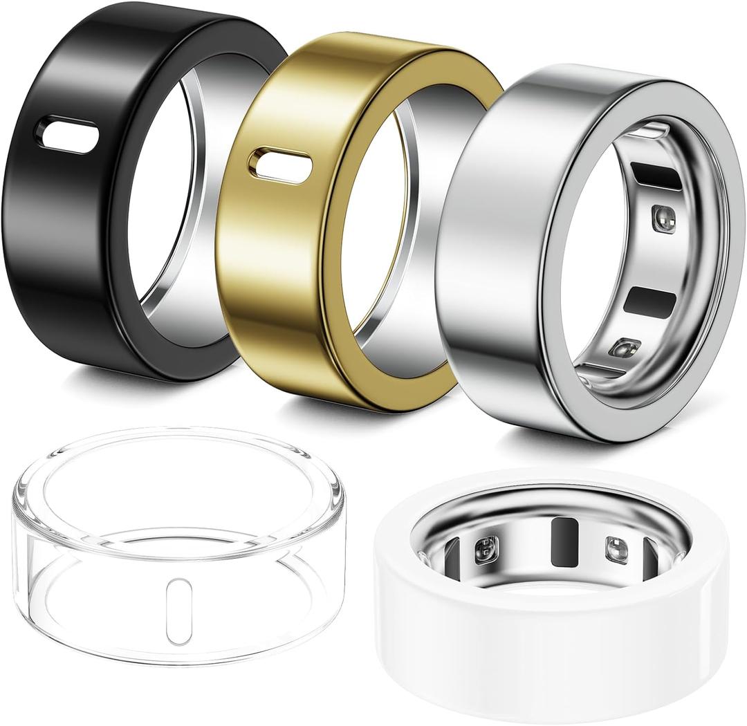 5 Pack Ring Cover Compatible with Oura Ring Gen 4/Oura Ring Gen 3 Horizon/Heritage, Abrasion-Resistant TPU Case for Oura Ring Protector Accessories for Oura Size 10 (Gold+Silver+Clear+White+Black)