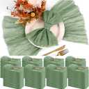 Teruntrue 100 Pack Sage Green Cheese Cloth Napkins Gauze Napkin Cloth Bulk Set of 100 Washable Boho Dinner Table Napkins for Wedding Party Baby Shower Birthday Party Decorations20 x 20 Inch