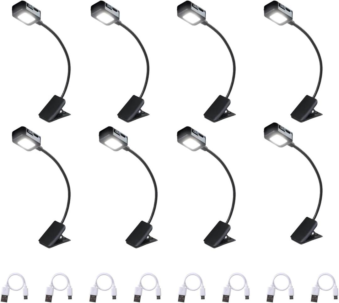 KunHe Rechargeable Book Lights for Reading at Night Small Book Light Bulk Clip on Reading Lights Lightweight Booklight as Christmas Stocking Stuffers for Kids Book Lovers 8 Pack