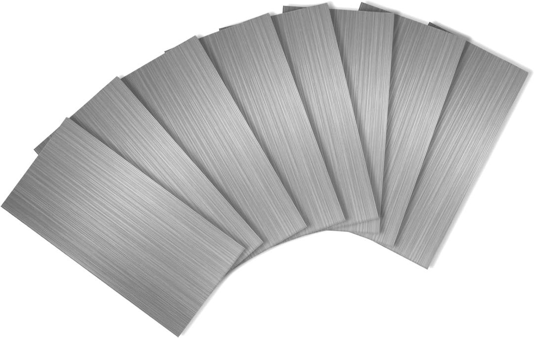 Yipscazo 2026 New Upgrade Peel and Stick backsplash 3 x 6 Inches 3D PVC Composite Wall Tile Stick on Backsplash Tile for Kitchen Bathroom, Laundry Room, Fireplace(Metal, 32 Pieces)