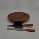 12" Acacia Wood Revolving Cake Stand, 2" High Rotating Cake Turntable with 2 Icing Spatulas, 3 Smoothers, Wooden Rotating Display Stand for Cake, Cupcake Decorating Supplies