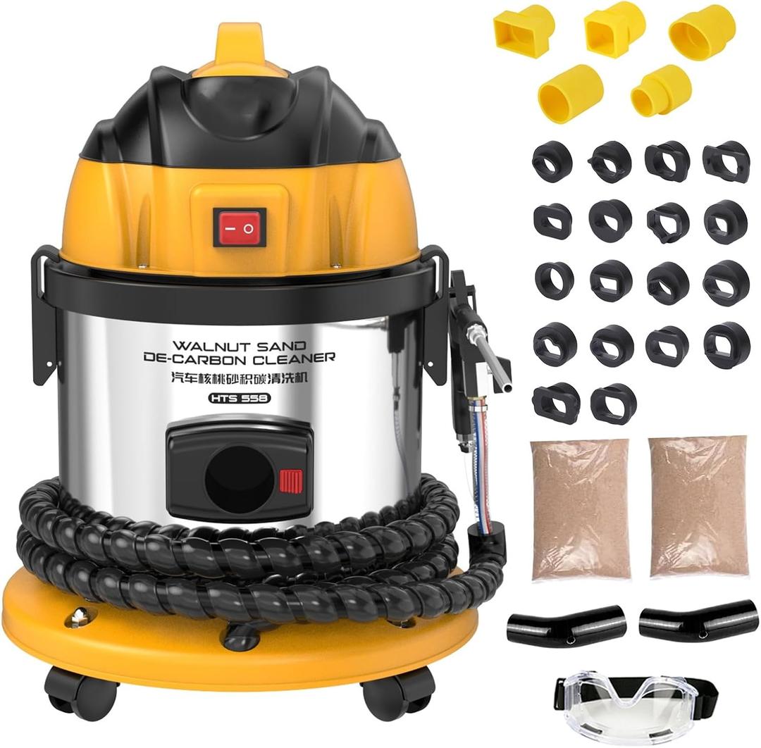 Walnut Blaster, with 23 Pcs Adapters & 2KG Walnut Blaster Kit for Carbon Cleaning, Automotive Engine System Intake Pipe Exhaust Valve Cleaning Machine, 1200W
