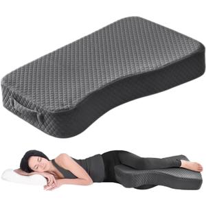 Leg Pillow for Side Sleepers, Memory Foam Knee Pillow for Side Sleeping, Leg Elevation Pillow for Hip/Back/Sciatica Pain Relief Helps Spine Alignment -18"x30" (4 INCHES) (Grey, L)