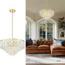 20'' Gold Crystal Chandelier,7-Tier Vintage Hanging lamp, Chandeliers for Dining Room Kitchen Island Bedroom Entryway, CC4215-7W-PG