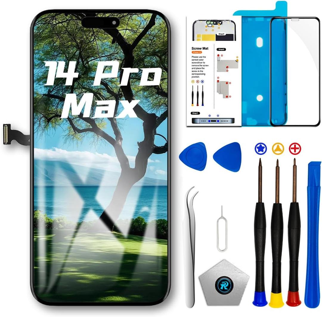 for iPhone 14 Pro Max Screen Replacement Kit 6.7 inch, Full HD LCD Display 3D Touch Screen Digitizer Full Assembly + Repair Tools,Model A2651, A2893, A2896, A2895, A2894