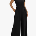 ZAFUL Womens Summer Jumpsuits 2025 Smocked Waist Dressy Casual One Piece Outfits with Pockets, Size M