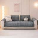 Awjcsv Couch Cover for Dogs Washable, Fuzzy Pet Couch Covers for 3 Cushion Sofa Pet Friendly, Non Slip Sofa Cover (Blue-Grey, 35" x 82.7"/90 x 210cm)