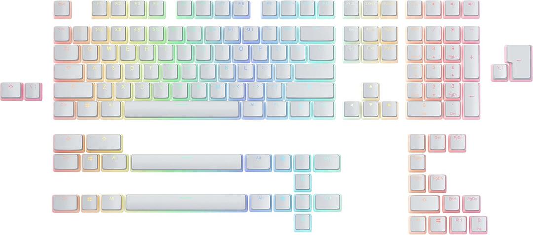 Glorious Aura V2 (White) - PBT Pudding Keycaps for Mechanical Keyboards - ANSI (US), ISO Compatible - Supports Full Size, TKL, 75%, 60% Layouts (Aura Pudding RGB Keycaps)