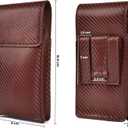 LEATHER VILLAGE Carbon Genuine Leather Phone Holster with Belt Clip - Compatible with iPhone 16 Pro Max 15 Pro Max 14 Pro Max 13 Pro Max 12 Pro Max 16 Plus 15 Plus 14 Plus Galaxy s23/24Plus- Brown- L