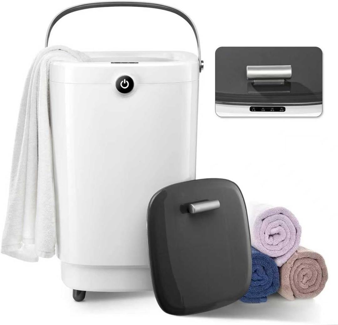Towel Warmers for Bathroom Bucket, Luxury Large Spa Towel Hot Warmer Bucket Style-Hot Towels in 10 Minutes-Fits Up to Two 40"X70" Oversized Towels - Bathrobe, Towel, Blanket-Gray