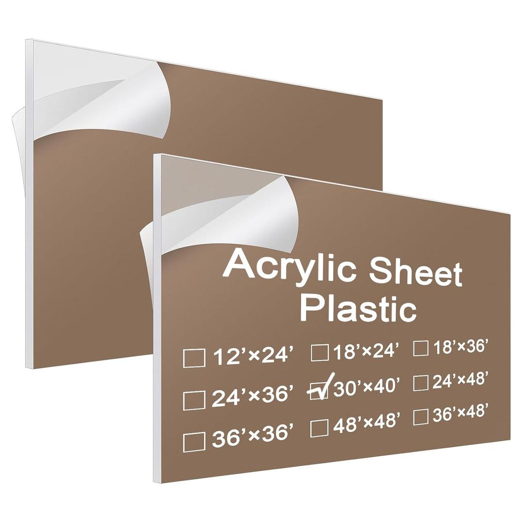 Roowest 2 Pcs 30 x 40 Inch, 1/4" Thick Clear Acrylic Sheet