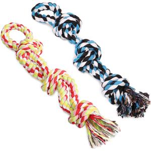 UPSKY Dog Rope Toys - Nearly Indestructible, Dental Cleaning, Tug Toy for Large Dogs, Aggressive Chewers (2 Packs) (Multi-colored)