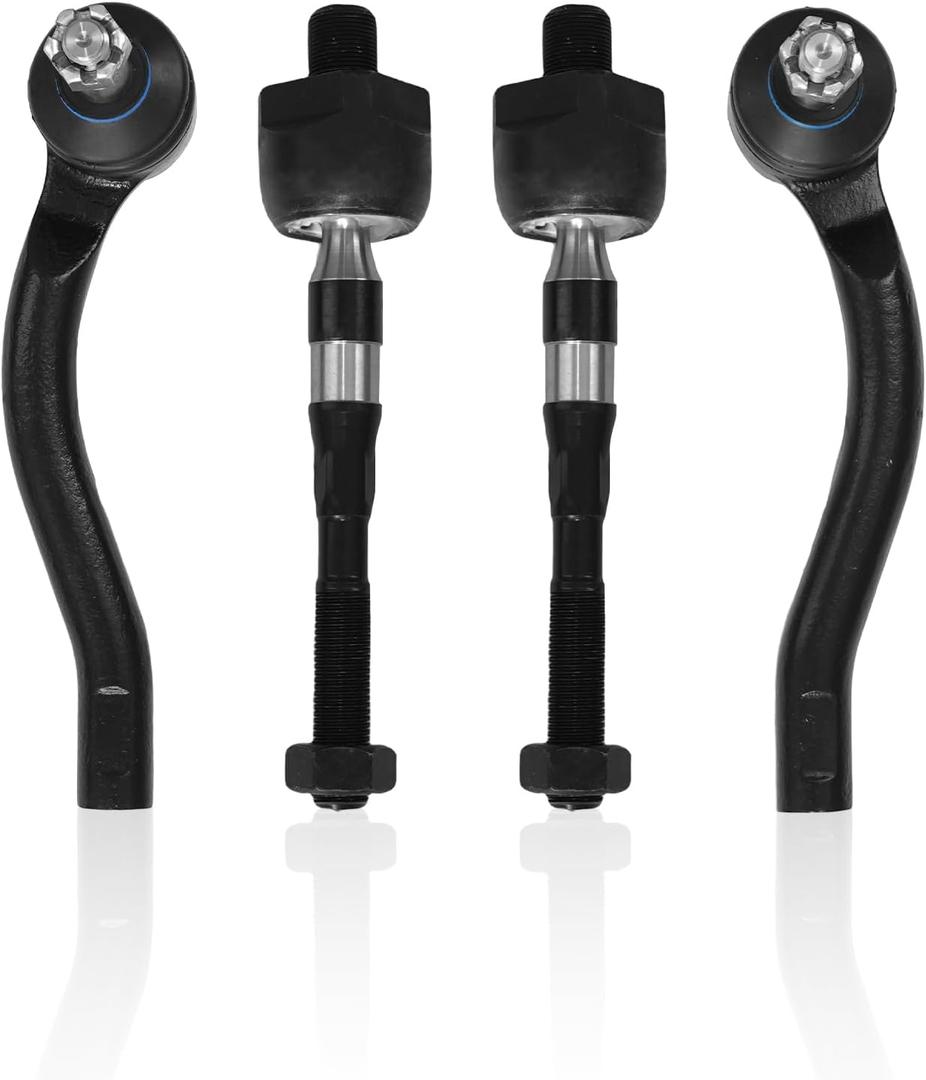 4Pcs Front Outer Inner Tie Rod Ends Kit Compatible with 2010-2013 Infiniti G25 G37, 2015 Q40 - EV801145 ES800337
