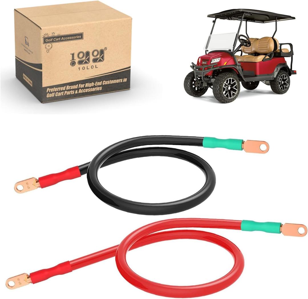 10L0L Universal Golf Cart Battery Cable 36in & 38in for Club Car EZGO and Other Motor Battery Connection Cables Set (1 Black, 1 Red)