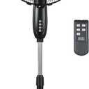 BLACK+DECKER 16" Dual Blade Standing Fan with Remote Control, Oscillating Floor Fan with 3 Speeds, Adjustable Height, 90-Degree Oscillation, 30-Degree Tilt, Shut-Off Timer, BFSD116B, Black