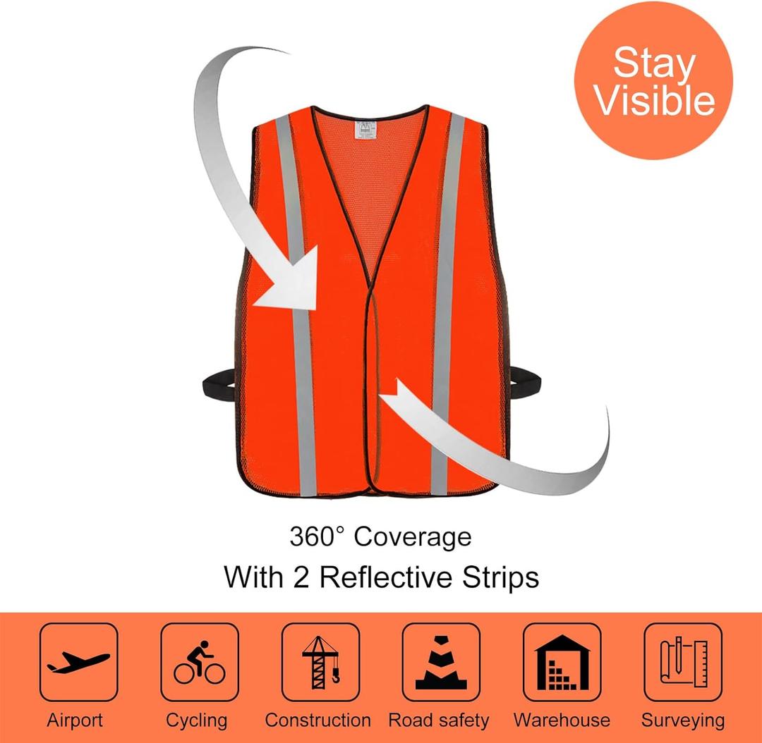 DUSKCOVE 1 Pack Hi Vis Reflective Safety Vests for Adult, Breathable Neon Mesh High Visibility Construction Vest with 2 Reflective Strips for Police, Traffic Control, Running, or Security Guard
