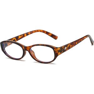 Retro Small Oval Glasses for Women 90s Small Face Blue Light Eyeglasses (A3 Tortoise)