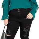 City Chic Women's Plus Size Top Hi Lo Cold Shldr, Small