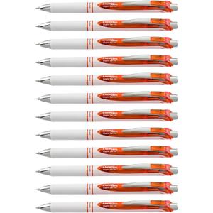 Pentel EnerGel Pearl Retractable Liquid Gel Pen, (0.7mm) Metal Tip, Medium Line, Orange Accent, Orange Ink, 12 pack (BL77PW-F)