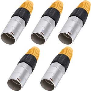 PENGLIN 5Pack RJ45 Waterproof Ethernet Connector, Outdoor PCB Signal Panel Mount Connector Ethernet LAN Network Cable Wire Connect Socket for Cat5/5e (Orange&Silver)