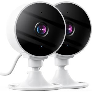 2K Wireless Cameras for Home Security Camera, Pet Camera Indoor with Phone App, Night Vision, Motion Alert, 24/7 SD&Cloud Record, Two-Way Audio, Security Camera Indoor Works with Alexa&Google (White)