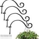 MorTime 4 Pack Hanging Plant Brackets, 12.2 Inches Wall Mount Bird Feeder Hanger Plant Hook with Screws Metal Plant Hangers for Outdoor Lanterns Wind Chimes Bird Feeders