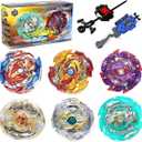Ingooood Metal Master Fusion Gyro Toys for Kids, 6 Pieces Battling Top Battle Burst High Performance Set with 2 Launchers