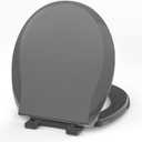 Round Toilet Seat, 16.5inch, Soft Close Quiet, No Alam, Standard Round Universal Size, PP Material Safe and Easy Clean, Black Grey (Gray)