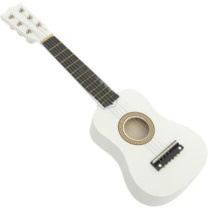 21 Inch Guitar Small Acoustic Guitar for Beginners 6- String Wooden Guitar White
