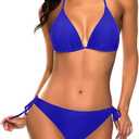 Tempt Me Women Triangle Bikini Sets Halter Two Piece Sexy Swimsuit String Tie Side Bathing Suit, M