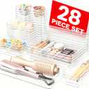 Military GradeA-LuGei Drawer Organizer,  Makeup organizer, Holds 177 Items Bathroom Organizers and Storage, Organization and Storage, Desk Drawer Organizer for Bathroom Vanity (Clear)