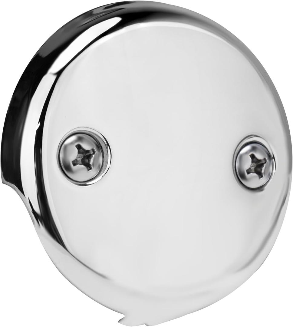Universal Bathtub Overflow Drain Face Plate 2 Hole Tub Overflow Drain Plate Matching Screws(Chrome)