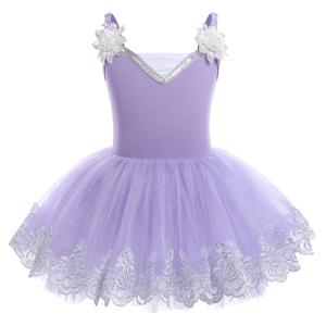 IBTOM CASTLE Toddler Girls Ballet Leotards Sequin Flower Camisole Ballet Dance Dress Tulle Tutu Skirt Leotard Ballerina Dancewear Purple - Size 120 