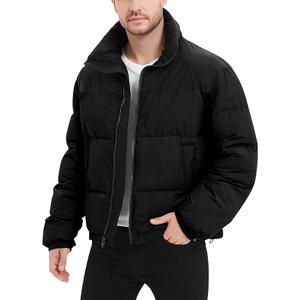 Flygo Mens Puffer Jacket Winter Coats Water Resistant Long Sleeve Zip Up Lightweight Quilted Down Jackets Size L