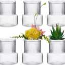 6 Pack Plastic Flower Vases Bulk, Small Clear Modern Ribbed Bud Vase for Centerpieces Wedding Home Decorations, Holder for Flower Plants Bouquet, 4.7 Inches