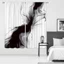 Cinbloo Black and White Marble Curtains 42Wx63H Inch Rod Pocket Abstract Modern Neutral Ombre Grey Minimalist Art Printed Elegant Ink Texture Living Room Bedroom Window Drapes Treatment 2 Panels