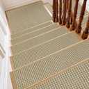 SMILOOL Stair Treads Non Slip for Wooden Steps Indoor 10" x 36" 15 Pack Extra Wide Stair Tread Carpet Stairs Runner, Step Pads with Reusable Adhesive for Dogs Kids Elders, Machine Washable, Beige